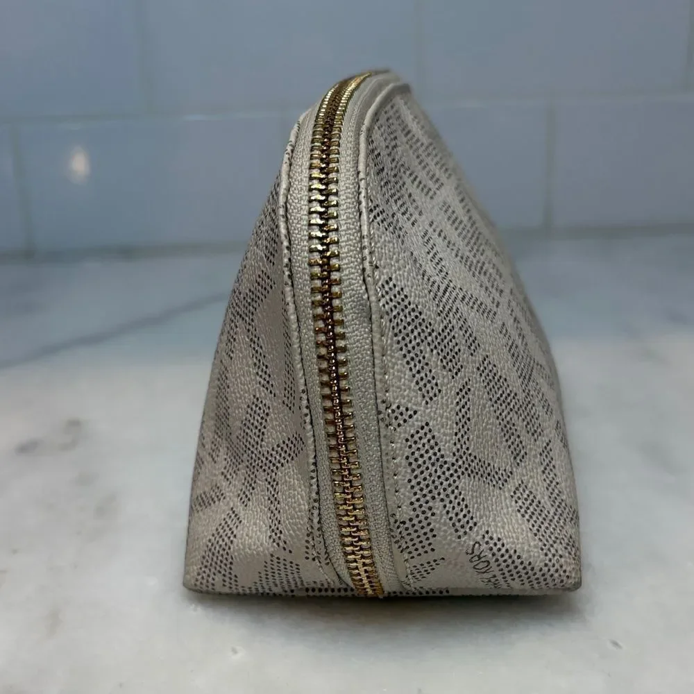 Michael Kors Cosmetic Bag Coated Canvas Signature Logo Travel Case